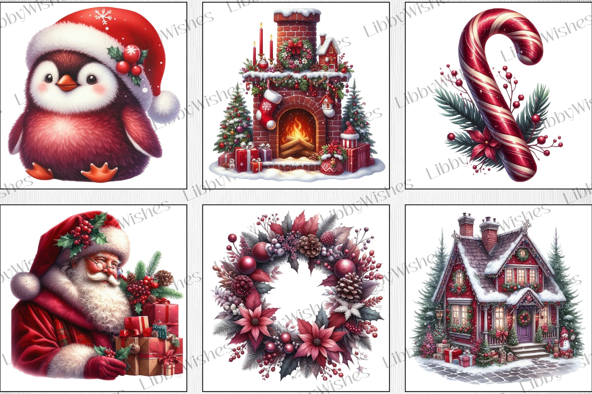 Maroon Christmas Clipart Bundle - CraftNest - Digital Crafting and Art
