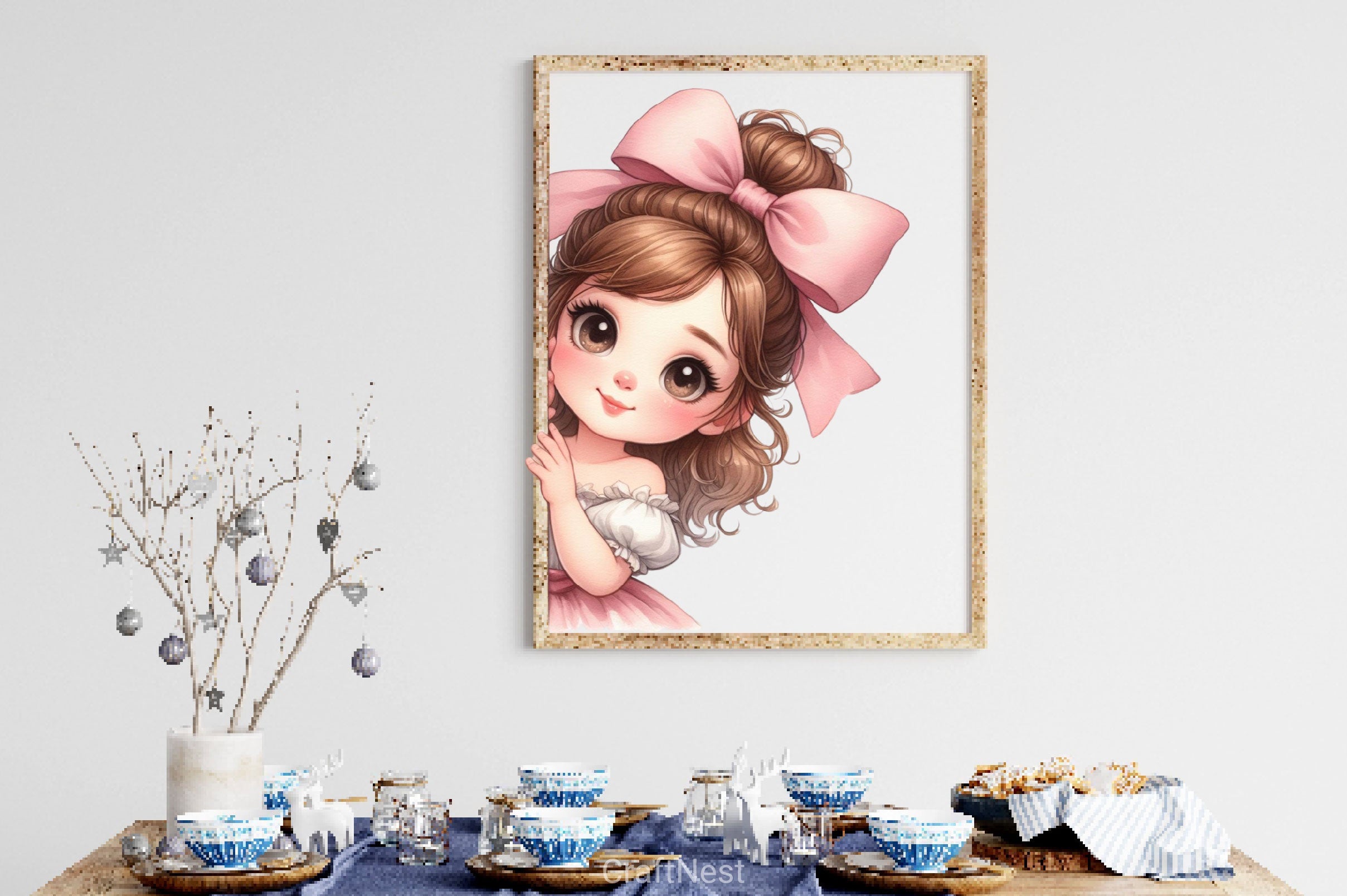 Peeking Around Girl Clipart Bundle - CraftNest - Digital Crafting and Art