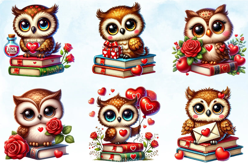 Cute Valentine Owl Clipart Bundle - CraftNest - Digital Crafting and Art