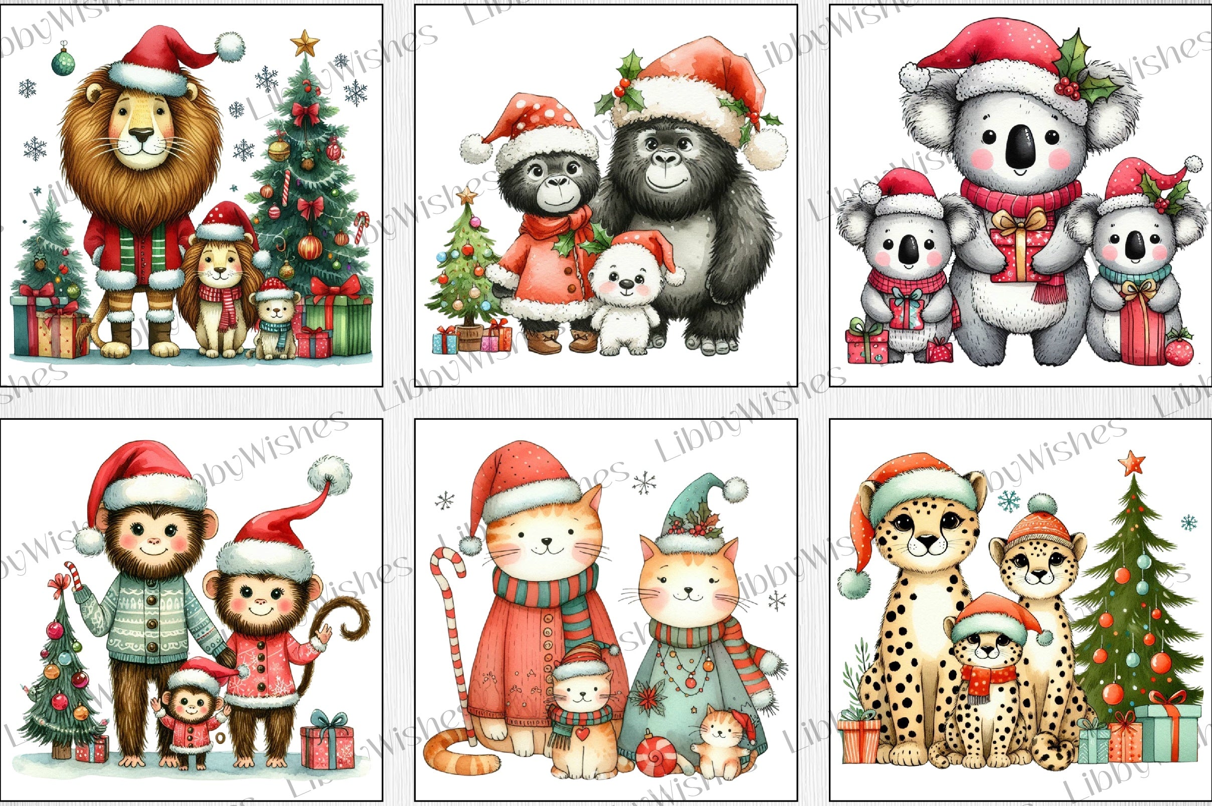 Christmas Animal Family Clipart Bundle - CraftNest - Digital Crafting and Art