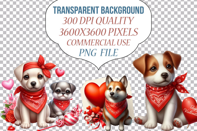 Valentine's Dog Bandana Clipart Bundle - CraftNest - Digital Crafting and Art