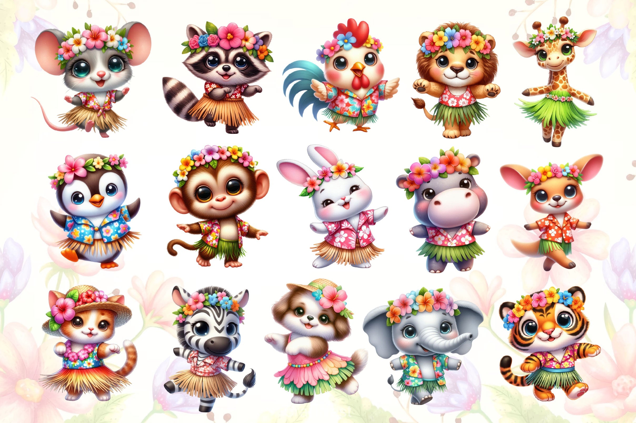 Hawaiian Dancing Animals Clipart Bundle 3 - CraftNest - Digital Crafting and Art