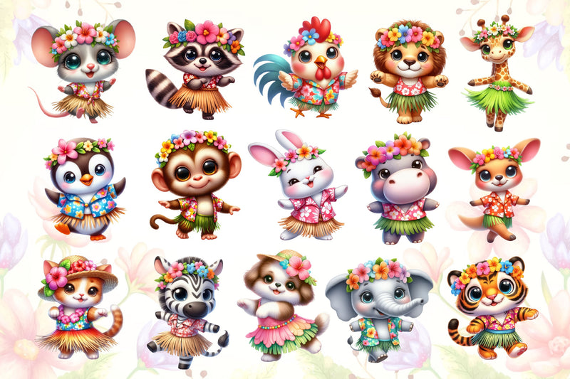 Hawaiian Dancing Animals Clipart Bundle 3 - CraftNest - Digital Crafting and Art