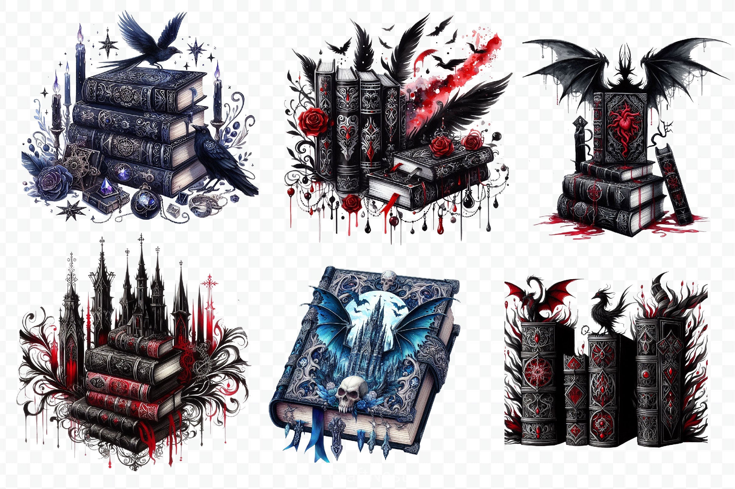 Gothic Fantasy Books Clipart Bundle - CraftNest - Digital Crafting and Art