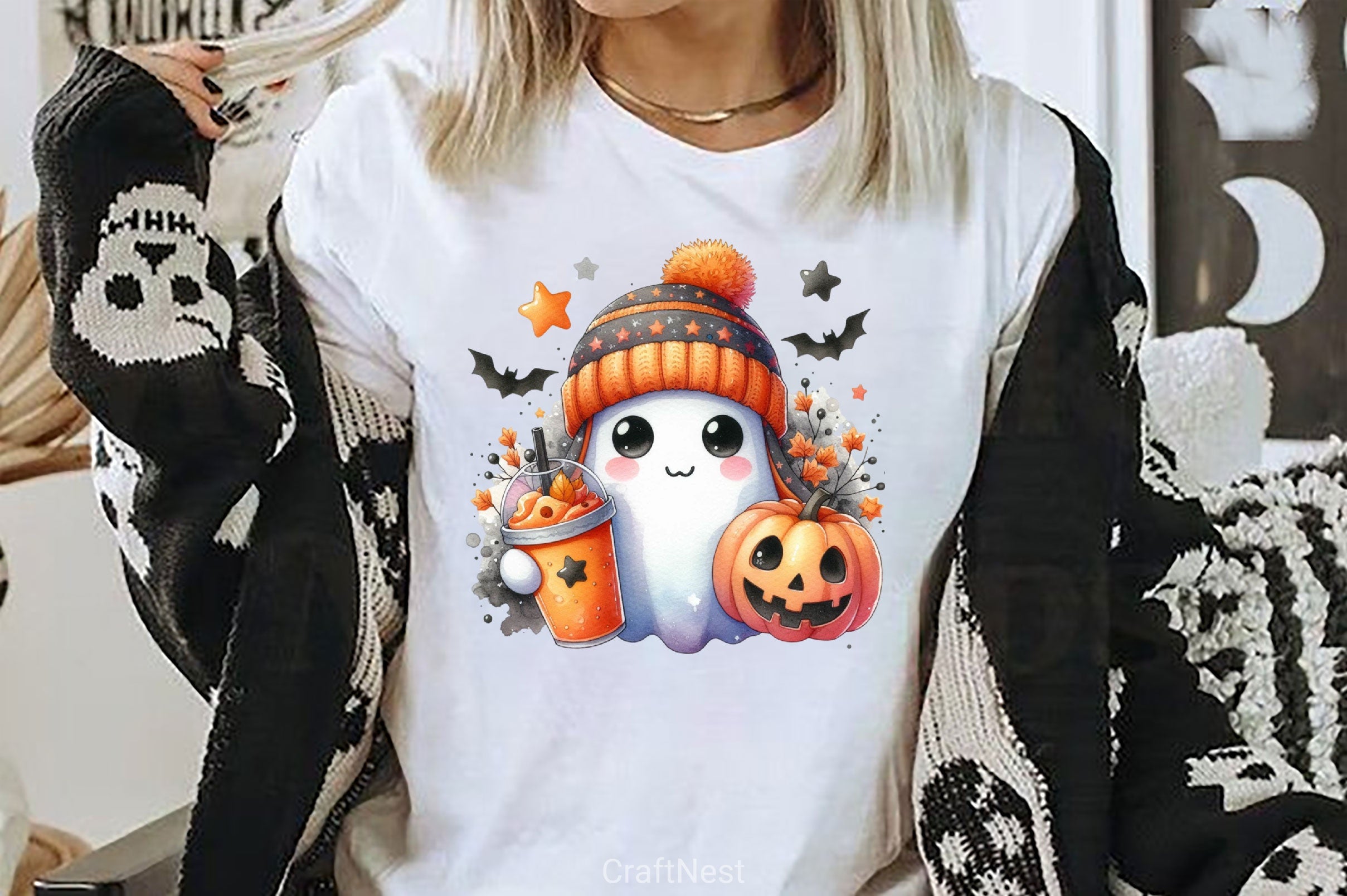 Cute Ghost Cute Halloween Clipart Bundle 14 - CraftNest - Digital Crafting and Art