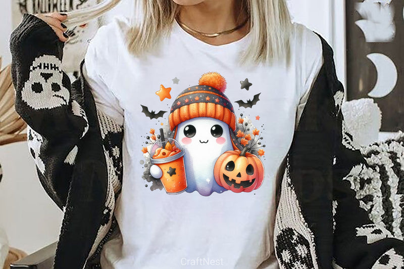 Cute Ghost Cute Halloween Clipart Bundle 14 - CraftNest - Digital Crafting and Art