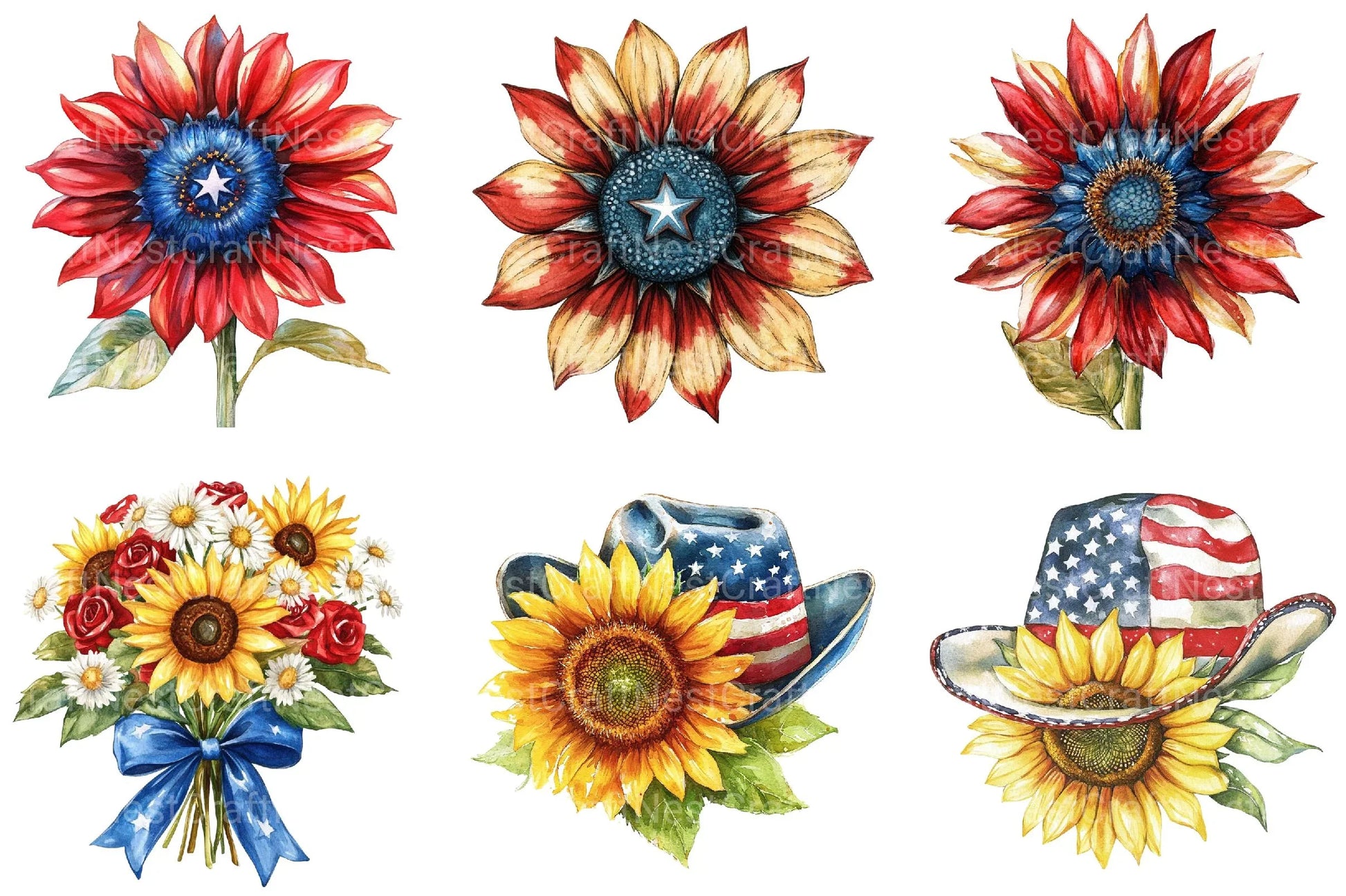 Sunflower 4th of July Clipart - CraftNest - Digital Crafting and Art