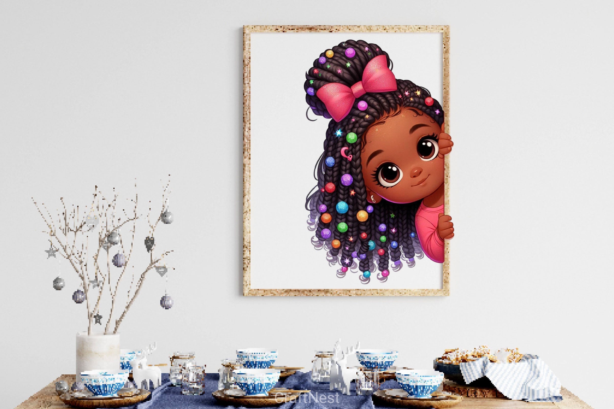 Peeking African American Little Girl Clipart Bundle 2 - CraftNest - Digital Crafting and Art
