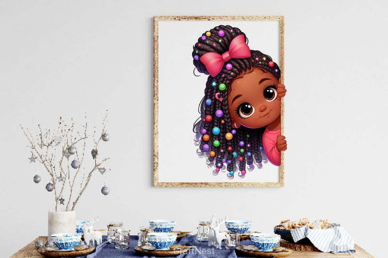 Peeking African American Little Girl Clipart Bundle 2 - CraftNest - Digital Crafting and Art