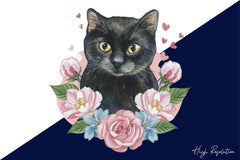 Black Cat And Flowers Clipart Bundle - CraftNest - Digital Crafting and Art