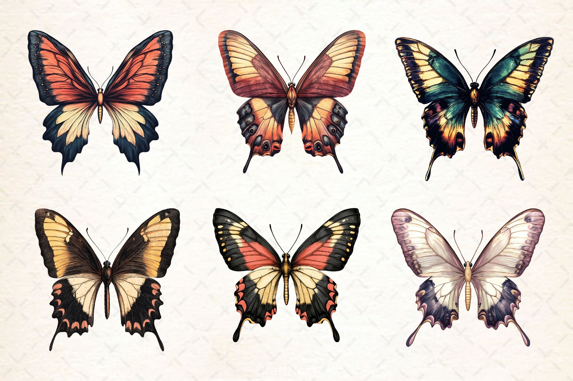 Vintage Butterfly Clipart Bundle - CraftNest - Digital Crafting and Art