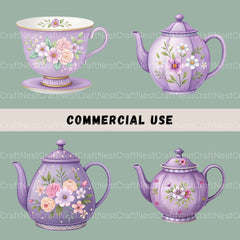 Tea Purple Clipart Bundle - CraftNest - Digital Crafting and Art