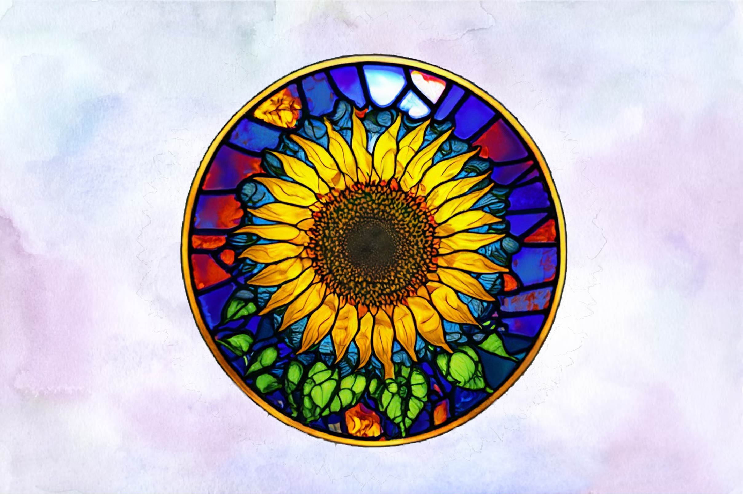 Sunflower Stained Glass Clipart Bundle 1 - CraftNest - Digital Crafting and Art