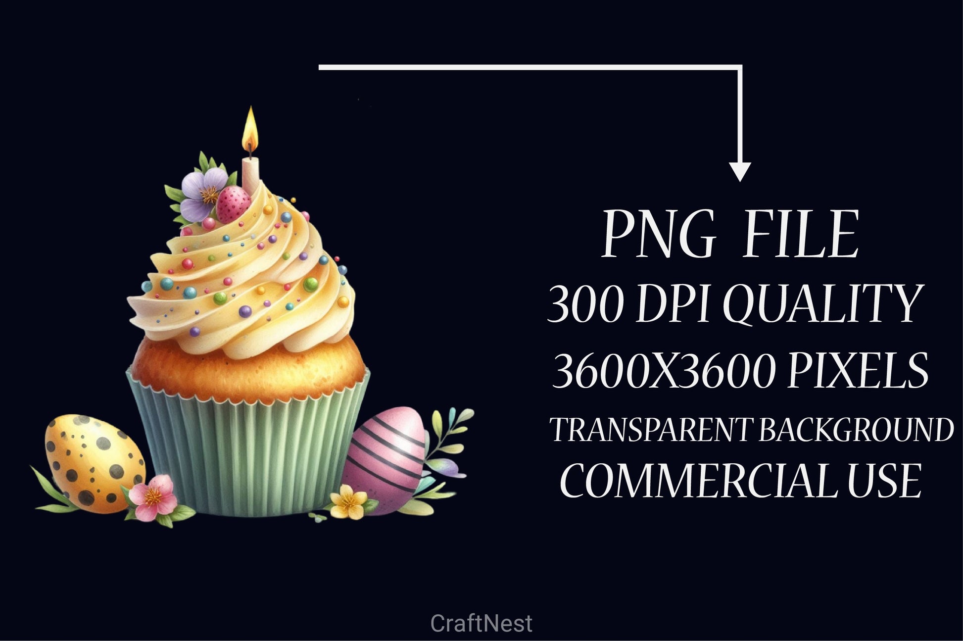 Cute Easter Cupcakes Clipart Bundle - CraftNest - Digital Crafting and Art