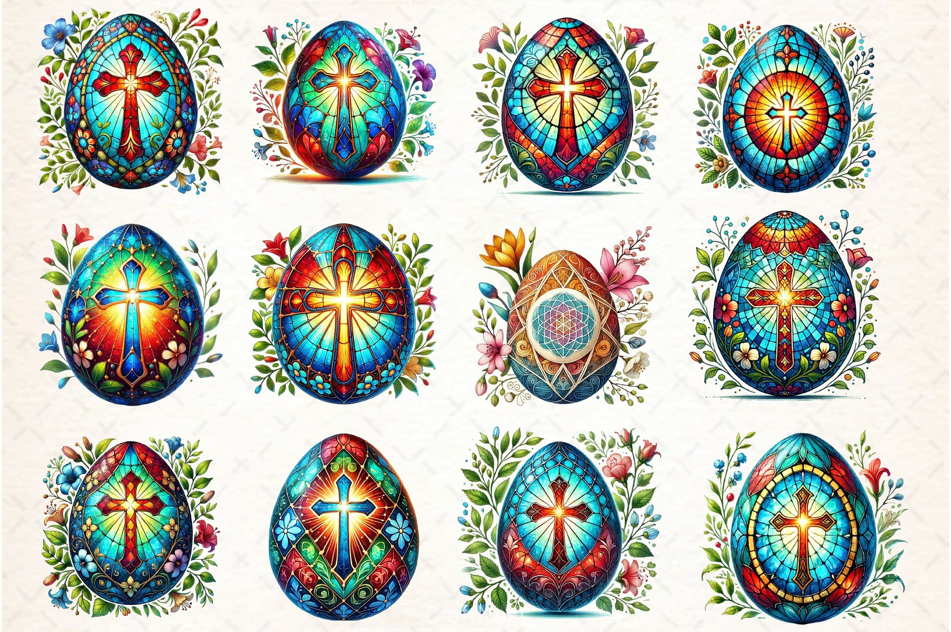 Easter Stained Glass Egg Clipart Bundle - CraftNest - Digital Crafting and Art