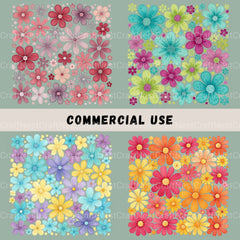 Flowers Square Retro Clipart Bundle - CraftNest - Digital Crafting and Art