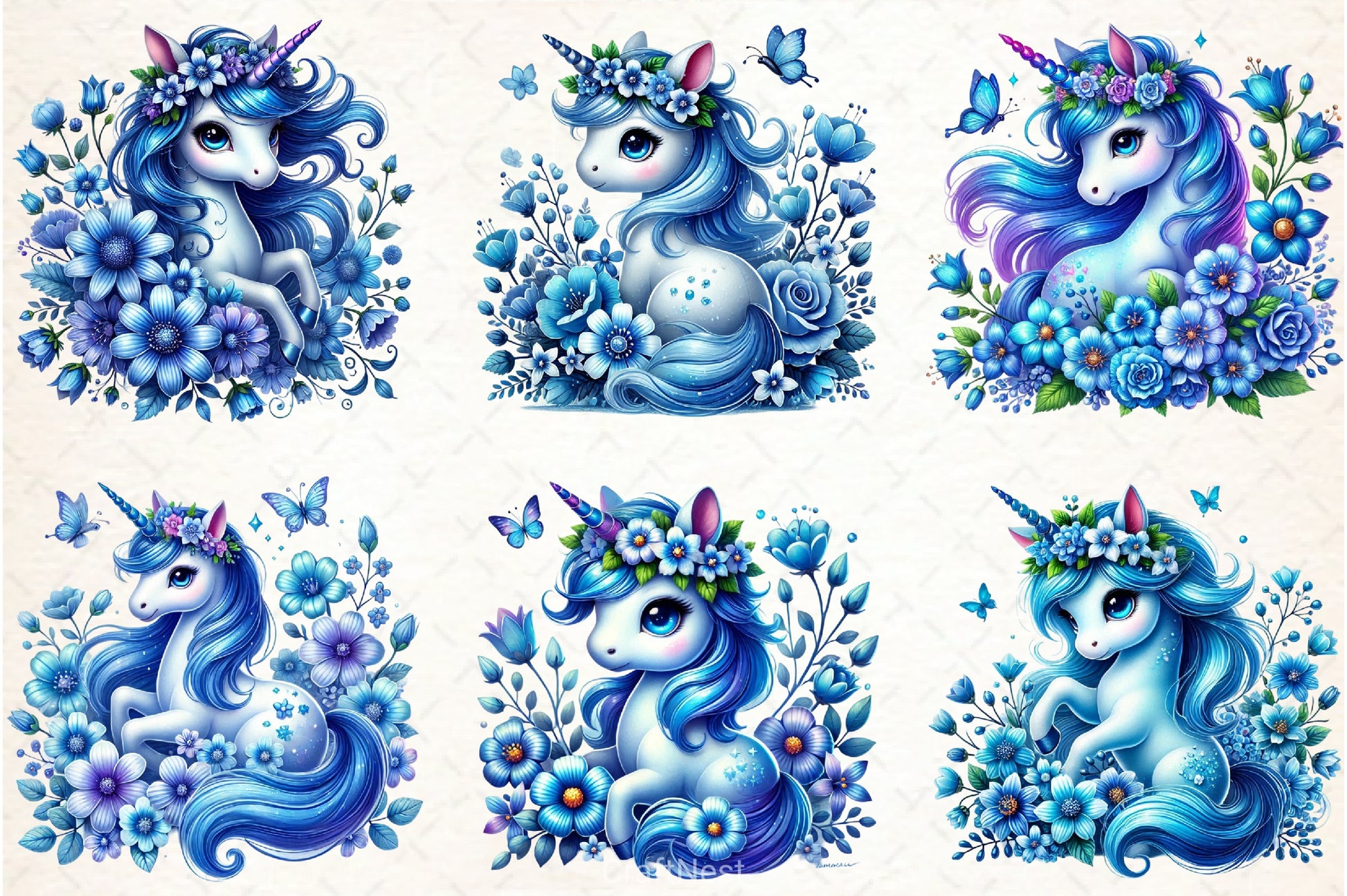 Flower Unicorn Clipart Bundle - CraftNest - Digital Crafting and Art