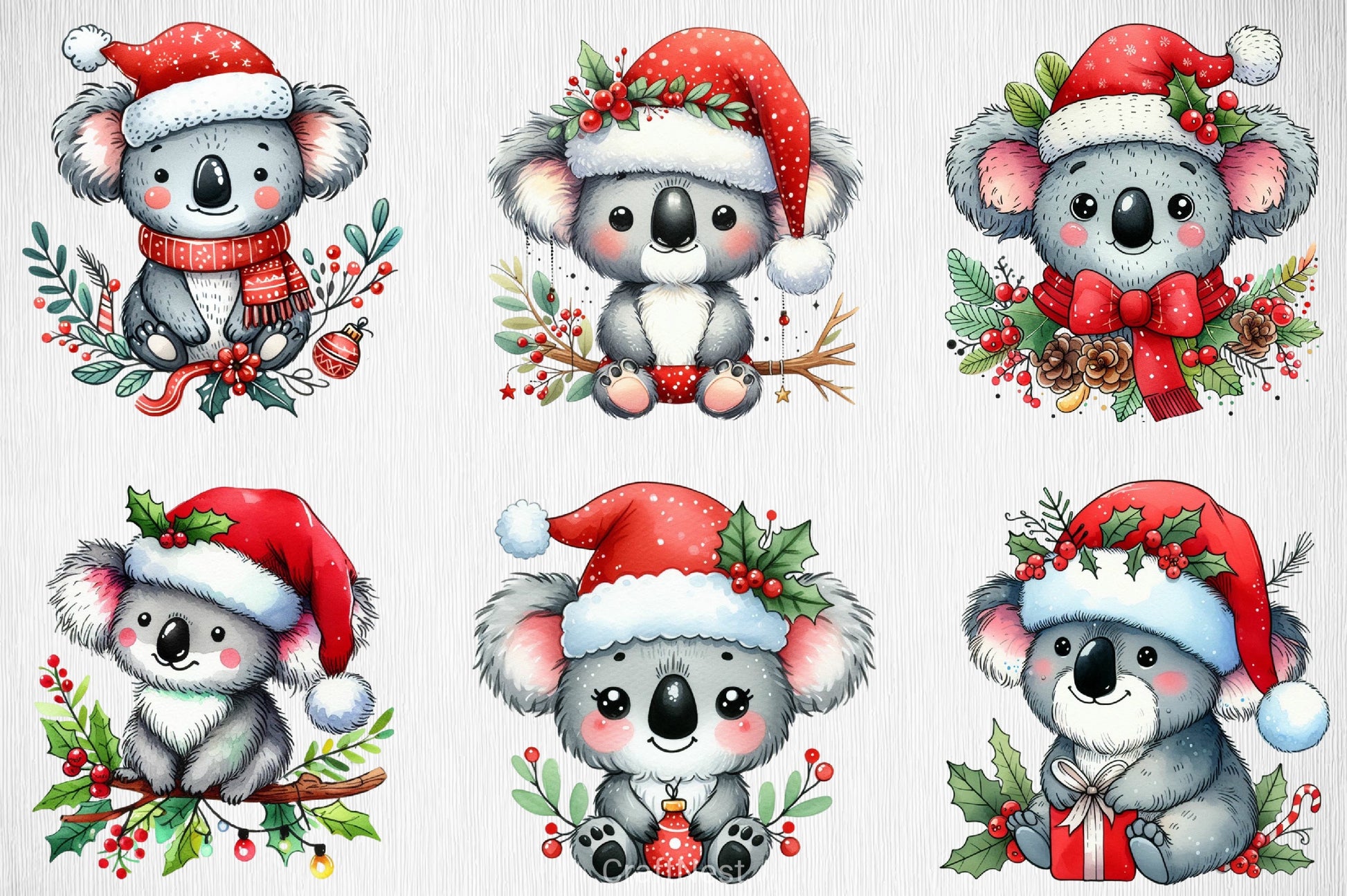 Christmas Koala Clipart Bundle 1 - CraftNest - Digital Crafting and Art
