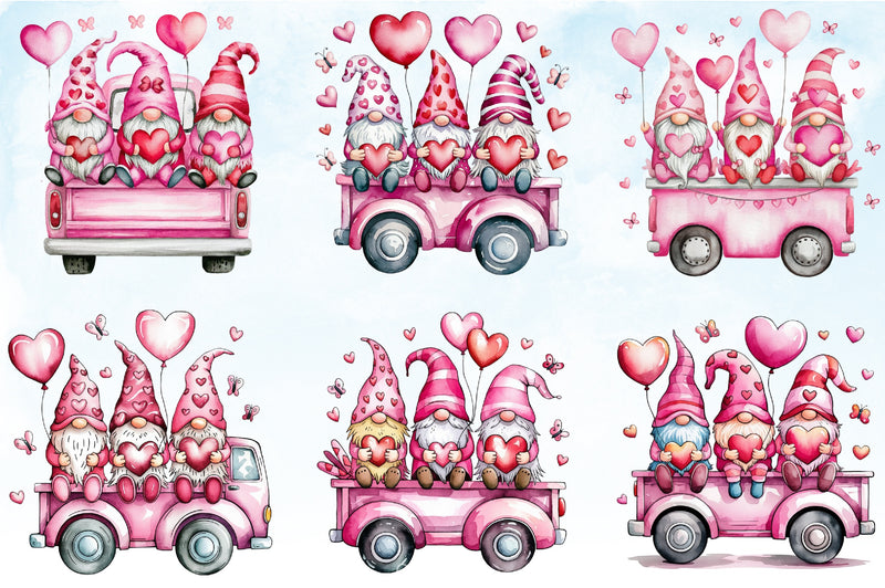 Valentine Gnomes Truck Clipart Bundle - CraftNest - Digital Crafting and Art