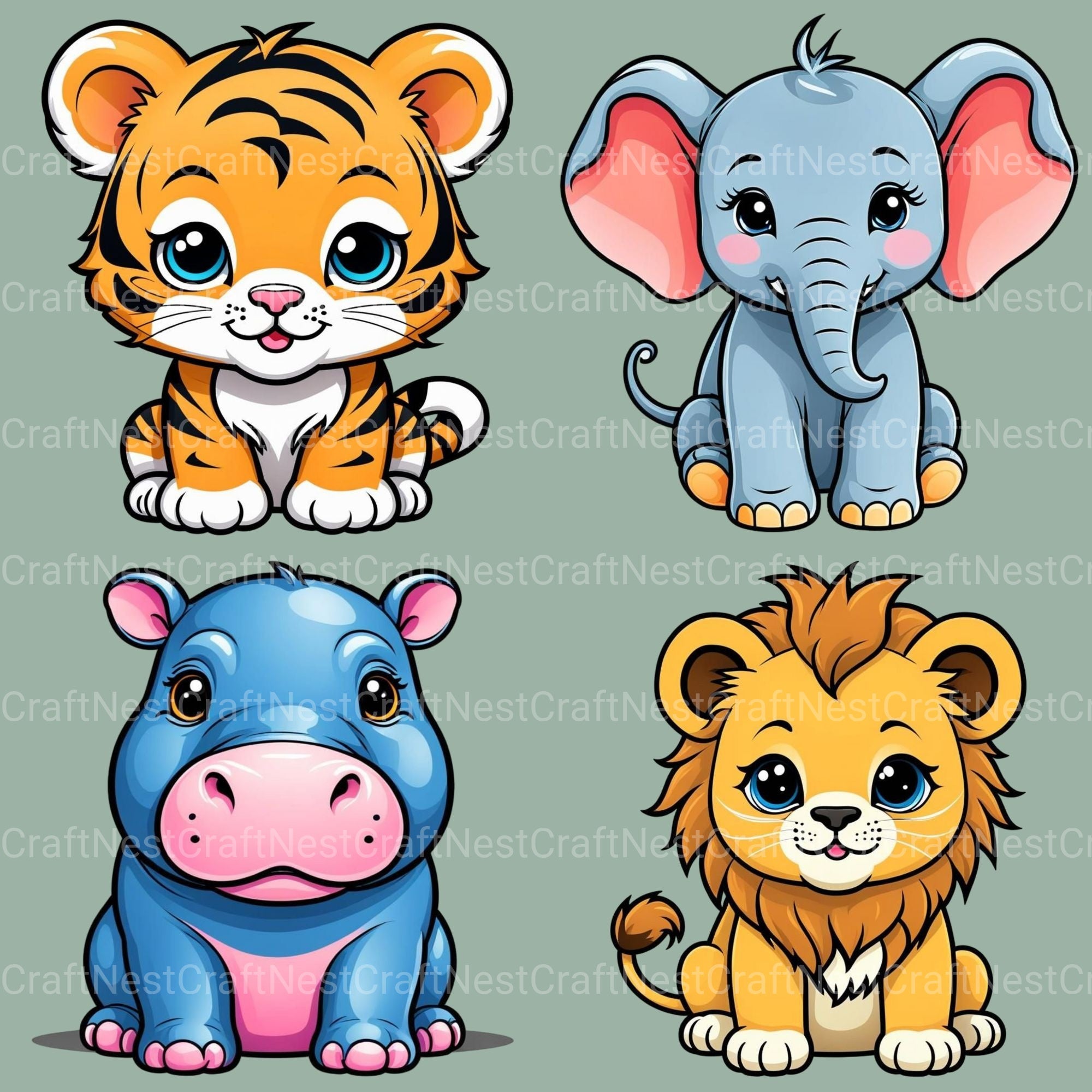 Kawaii Baby Animals Clipart Bundle - CraftNest - Digital Crafting and Art