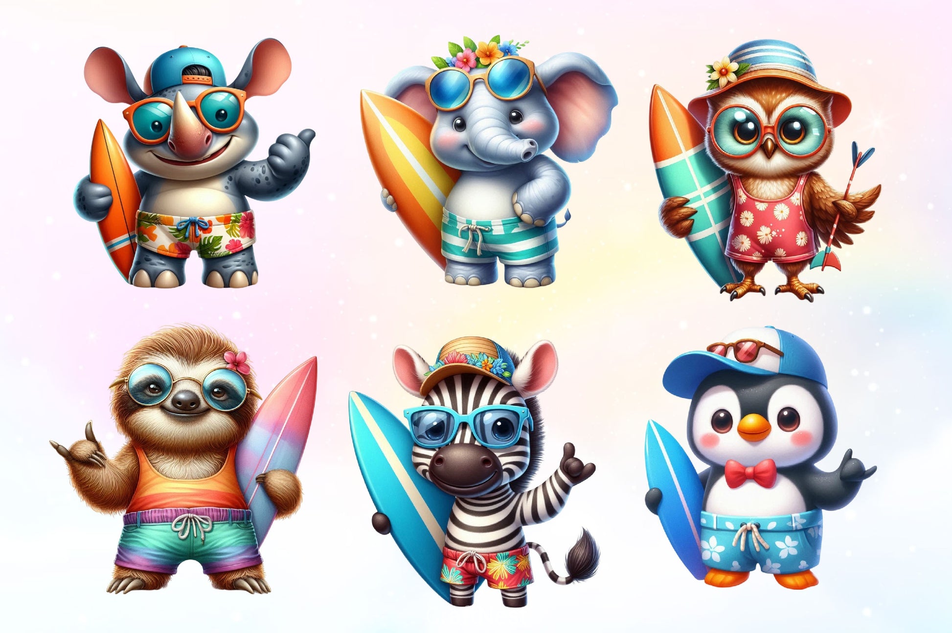 Surfing Animals Clipart Bundle - CraftNest - Digital Crafting and Art