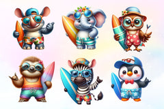 Surfing Animals Clipart Bundle - CraftNest - Digital Crafting and Art
