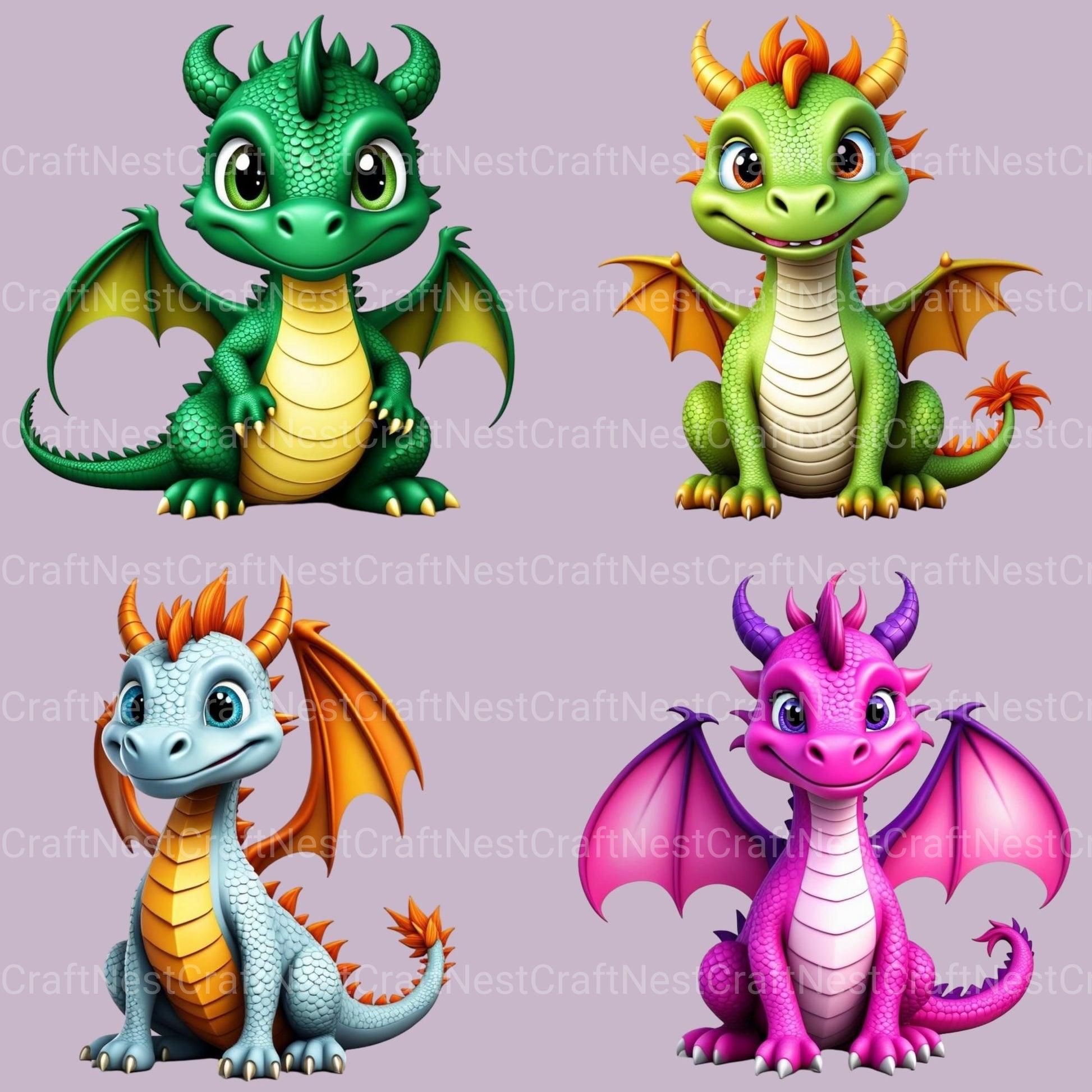 Dragons Clipart Bundle - CraftNest - Digital Crafting and Art