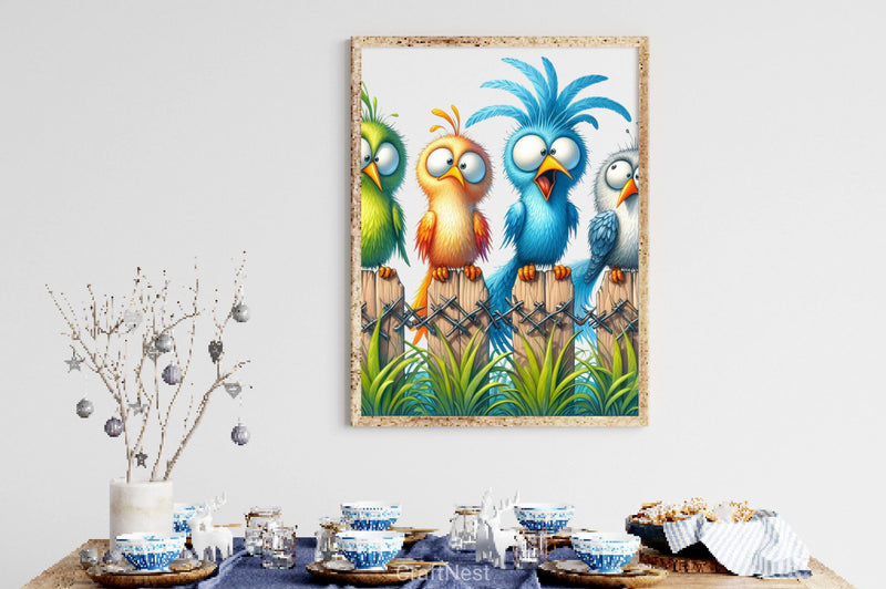 Funny Birds In Wooden Fence Clipart Bundle - CraftNest - Digital Crafting and Art