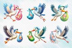 Stork And Baby Clipart Bundle 2 - CraftNest - Digital Crafting and Art