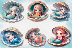 Mermaid Sleeping Mermaid Clipart Bundle - CraftNest - Digital Crafting and Art