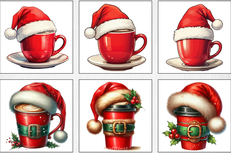 Christmas Coffee Cup Clipart Bundle - CraftNest - Digital Crafting and Art
