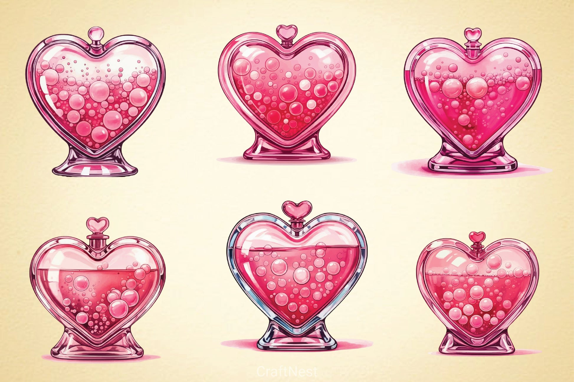 Pink Valentine Love Potion Clipart Bundle - CraftNest - Digital Crafting and Art