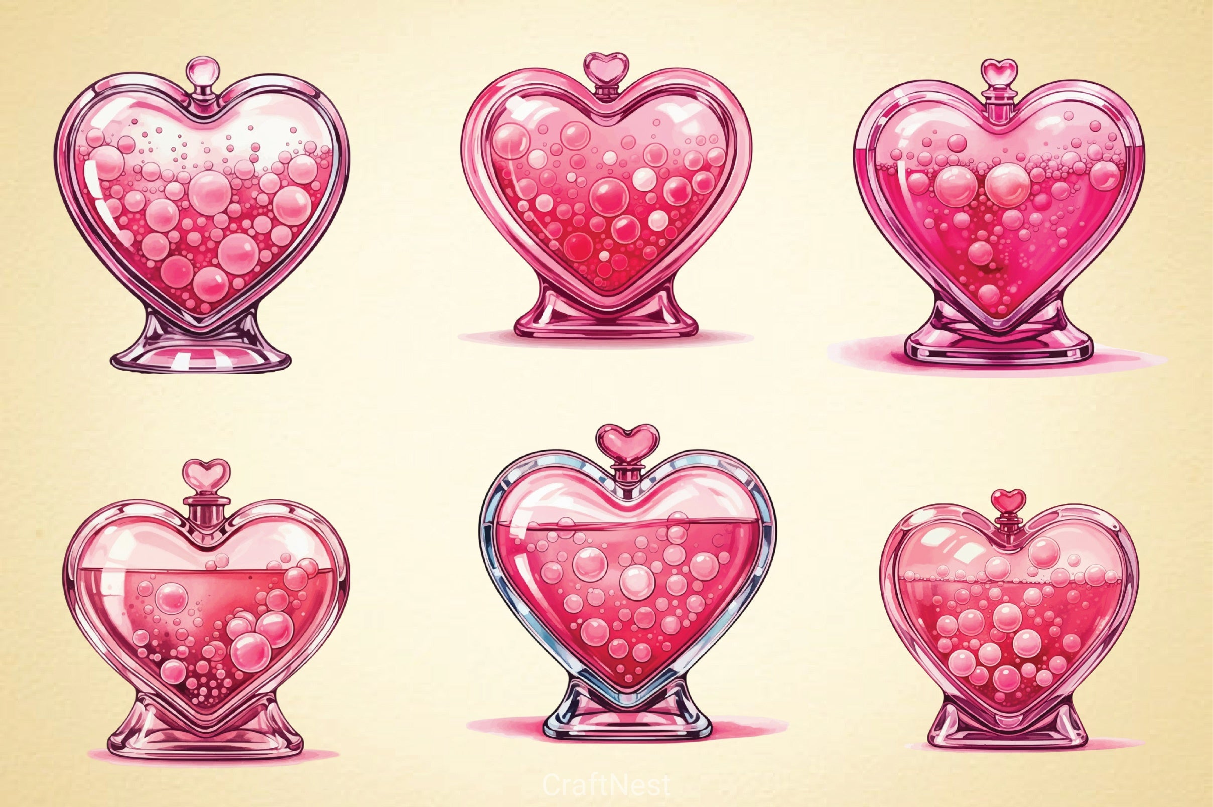 Pink Valentine Love Potion Clipart Bundle - CraftNest - Digital Crafting and Art
