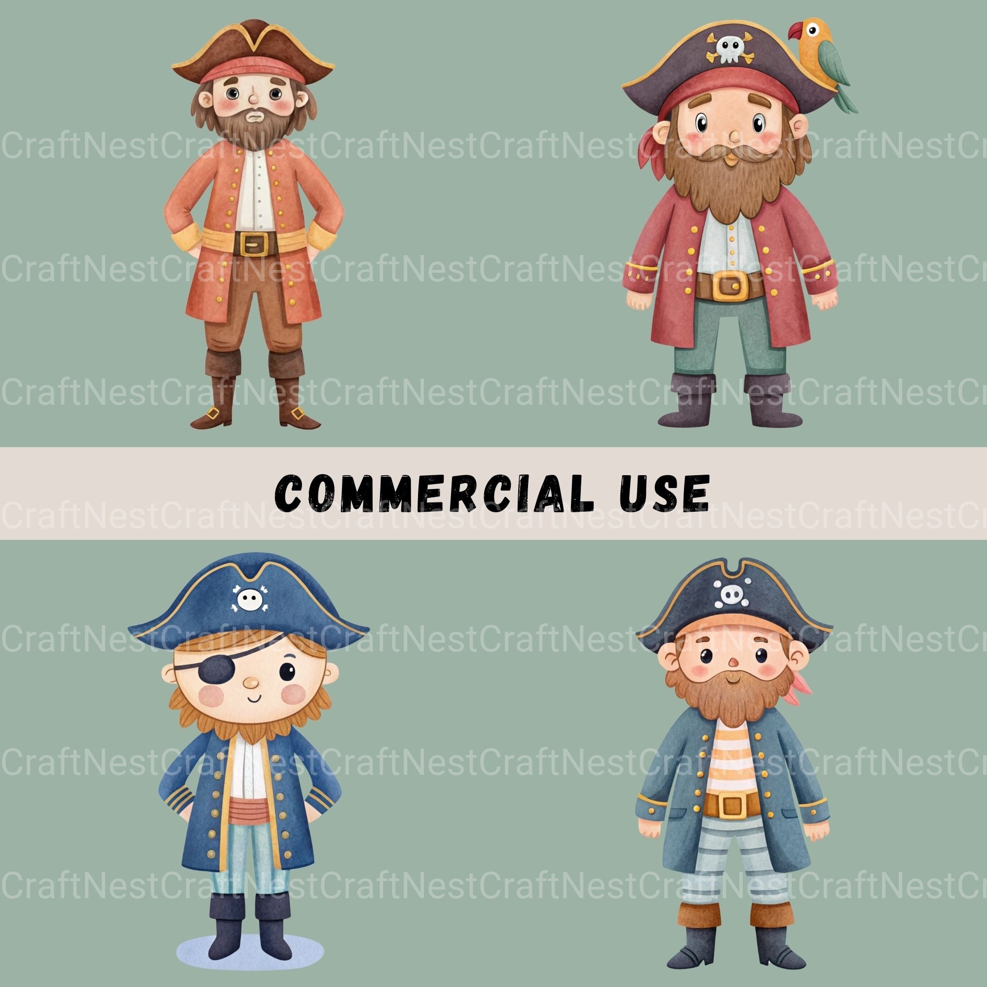 Pirates Little Boys Clipart Bundle - CraftNest - Digital Crafting and Art