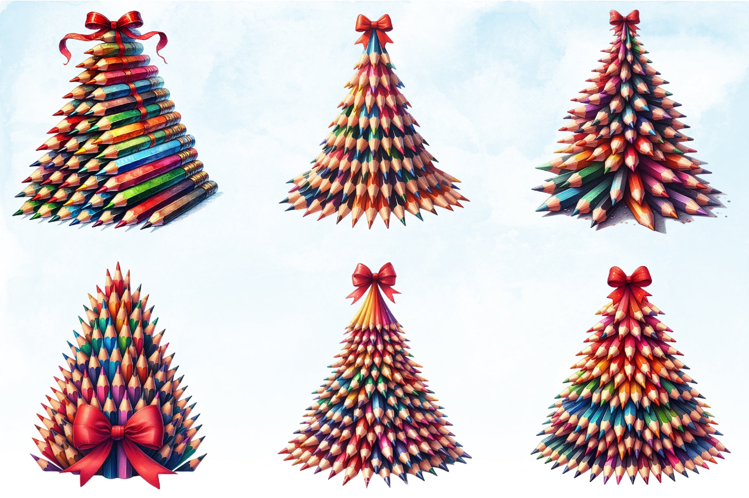 Christmas Pencil Tree Clipart Bundle - CraftNest - Digital Crafting and Art