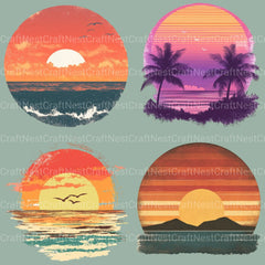 Retro Sunsets Clipart Bundle - CraftNest - Digital Crafting and Art
