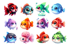 Cute Fish Clipart Bundle - CraftNest - Digital Crafting and Art