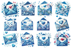 Blue Valentine Crochet Envelopes Clipart Bundle - CraftNest - Digital Crafting and Art