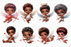 Cute African American Cupid Clipart Bundle - CraftNest - Digital Crafting and Art