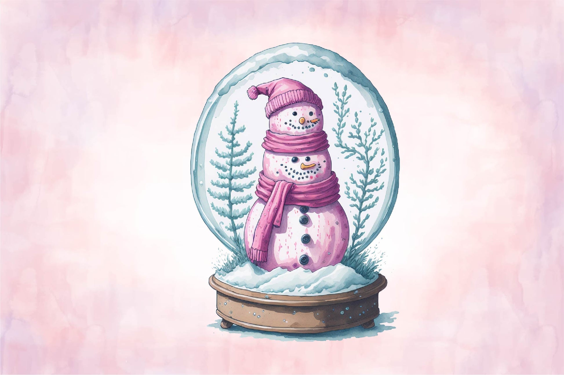 Pink Snowman In Snow Globe Clipart Bundle 1 - CraftNest - Digital Crafting and Art