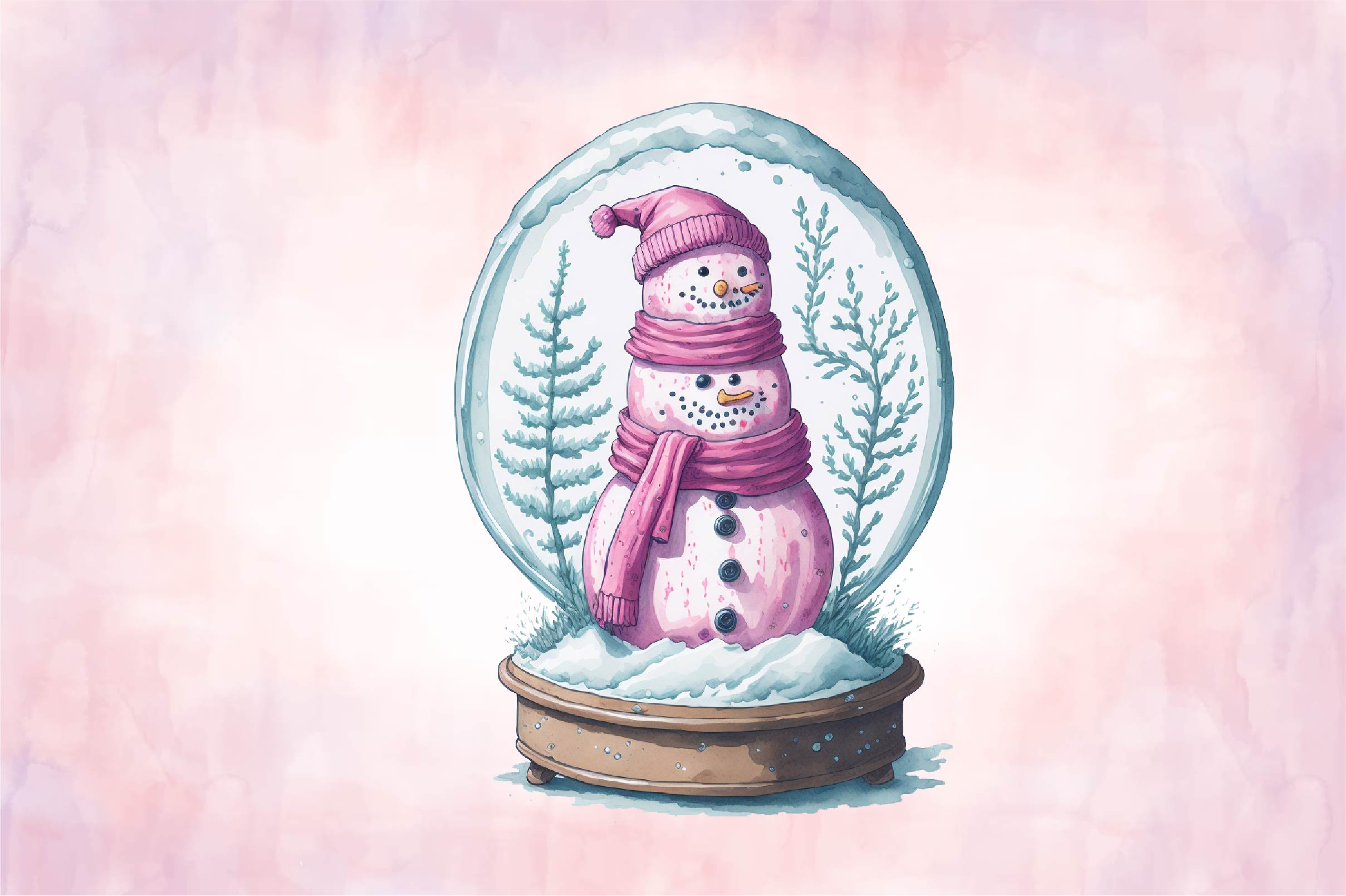 Pink Snowman In Snow Globe Clipart Bundle 1 - CraftNest - Digital Crafting and Art