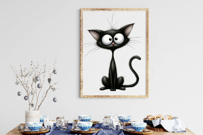 Whimsical Funny Black Cat Clipart Bundle - CraftNest - Digital Crafting and Art