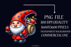 Ladybug Gnome Clipart Bundle - CraftNest - Digital Crafting and Art