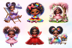 Little Black Fairy African Girl Watercolor Clipart Bundle - CraftNest - Digital Crafting and Art