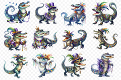 Mardi Gras Crocodile Clipart Bundle 7 - CraftNest - Digital Crafting and Art