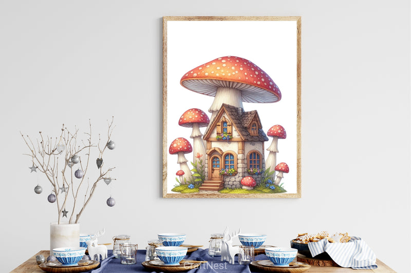 Mushroom House Clipart Bundle 1 - CraftNest - Digital Crafting and Art