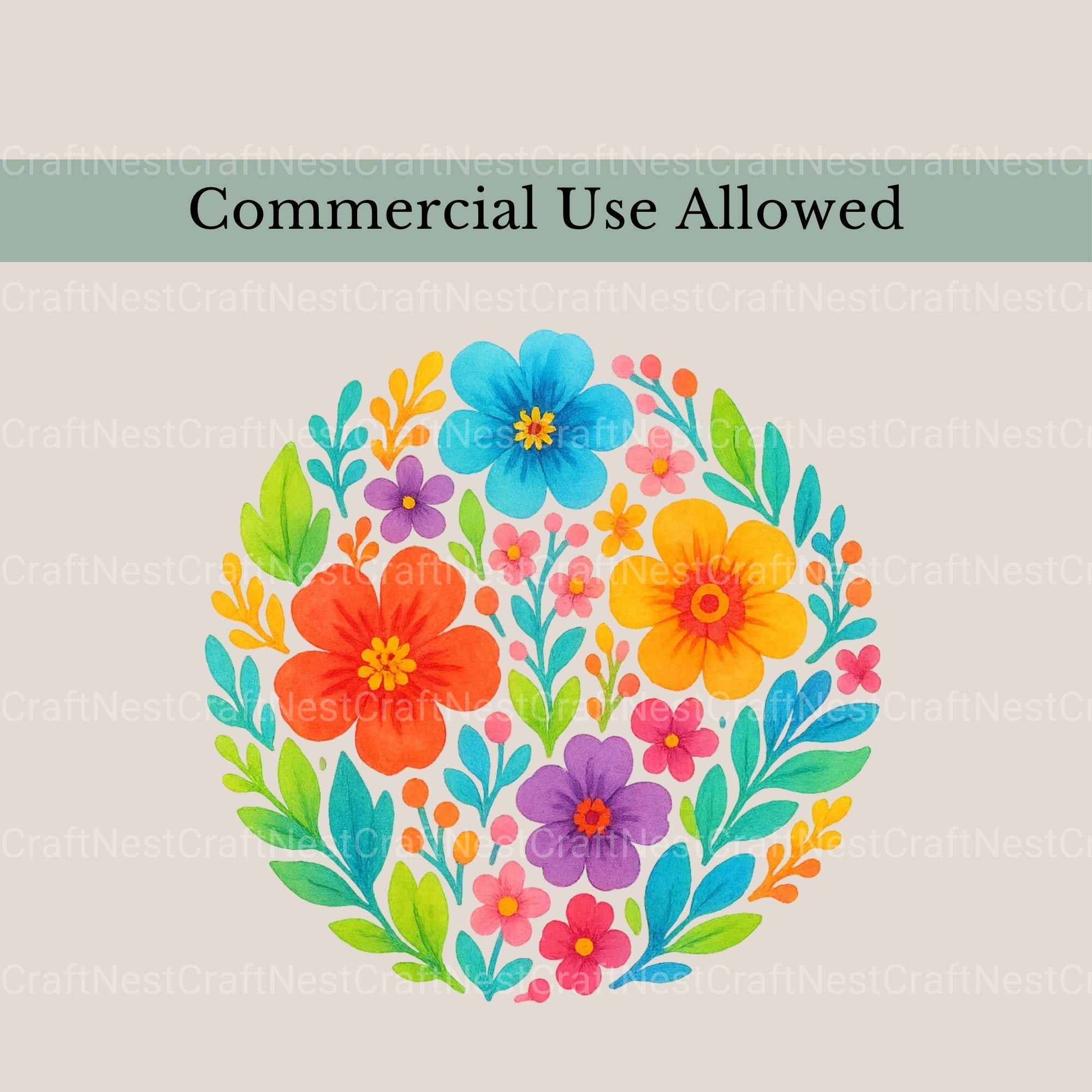Mexican Flowers Circle Clipart Bundle - CraftNest - Digital Crafting and Art