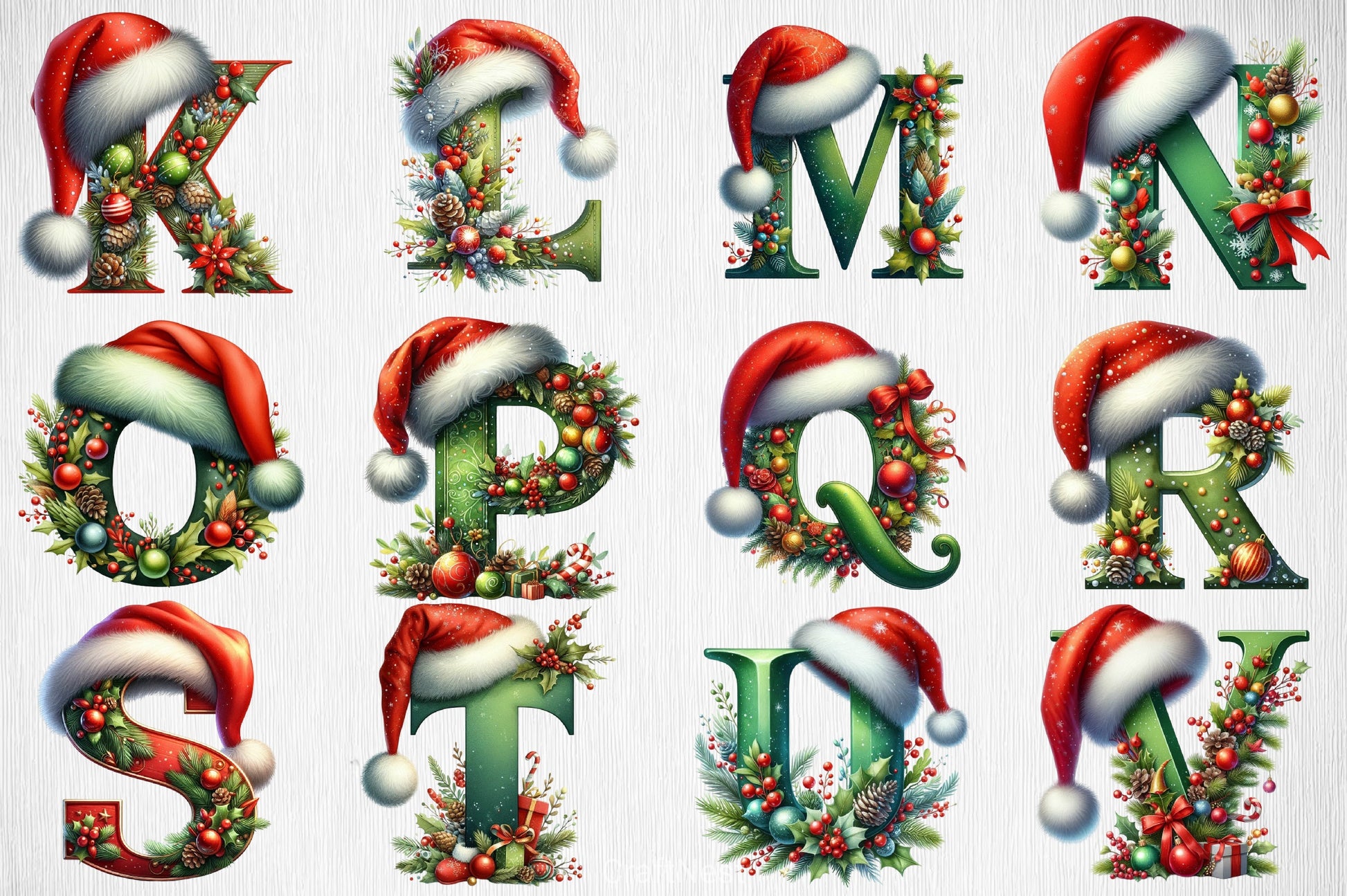 Christmas Santa Hat Alphabet Clipart Bundle - CraftNest - Digital Crafting and Art