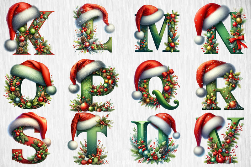 Christmas Santa Hat Alphabet Clipart Bundle - CraftNest - Digital Crafting and Art