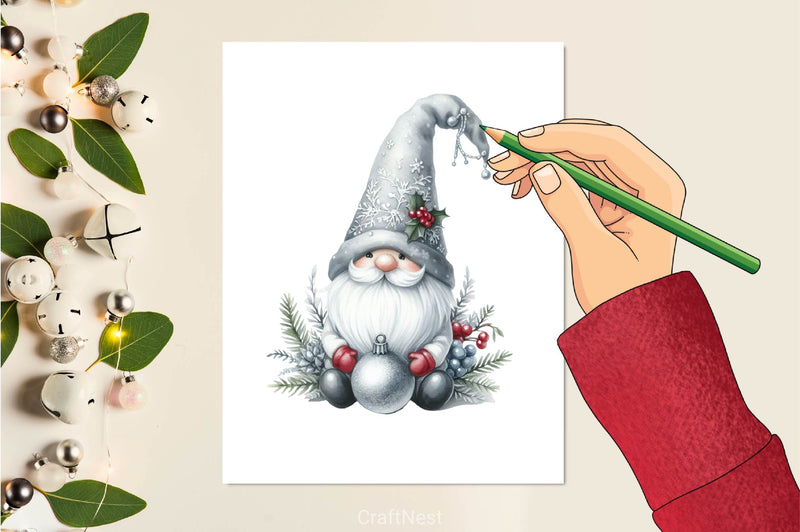 Silver Christmas Gnomes Clipart Bundle - CraftNest - Digital Crafting and Art